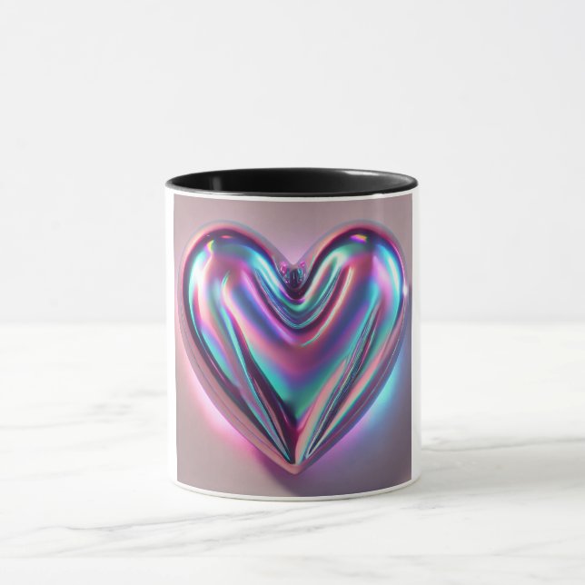 Holographic 3D Iridescent Heart Coffee Mug (Center)