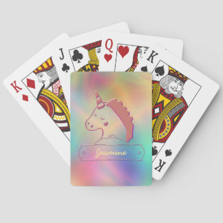 Holographic 3D Unicorn Custom Name Playing Cards