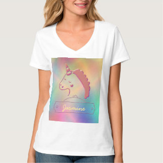 Holographic 3D Unicorn Custom Name       T-Shirt