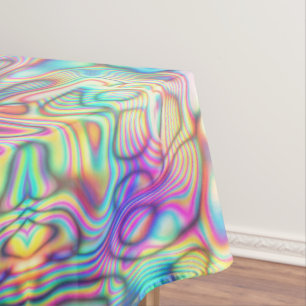 Holographic Abstract Pink Blue Green cotton dining Tablecloth