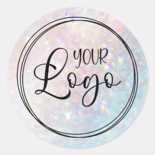 Holographic Abstract Quartz Blur Logo Classic Round Sticker