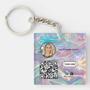  Holographic Add  Business Logo Photo Qr Code  Key Ring