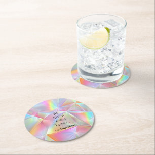 Holographic Aesthetic Round Paper Coaster