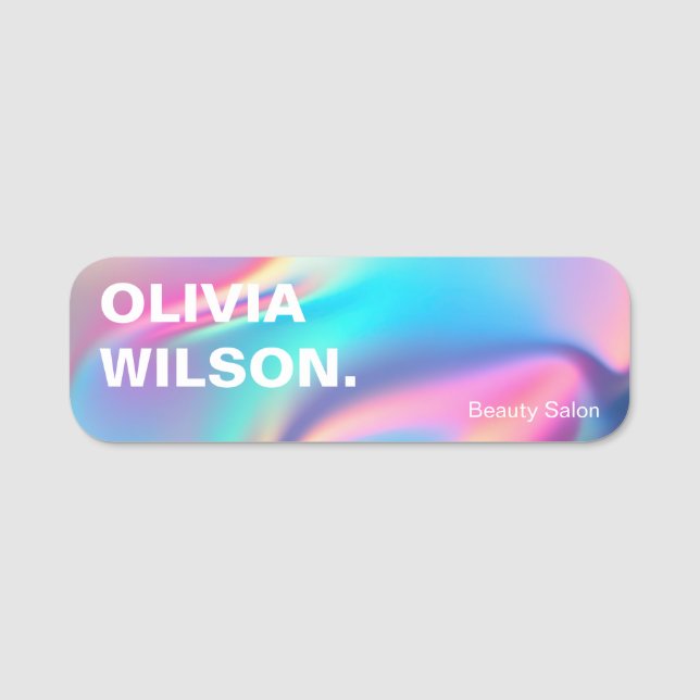 Holographic Aesthetician Beauty Salon Spa Makeup Name Tag (Front)