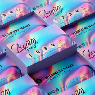Holographic Aesthetician Elegant Script Calligraph Loyalty Card