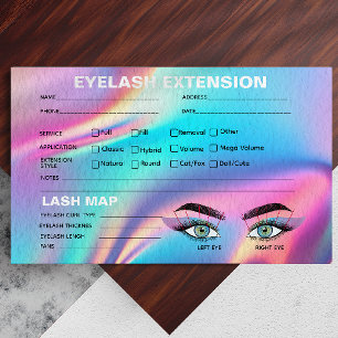 Holographic Aesthetician Lash Record Card