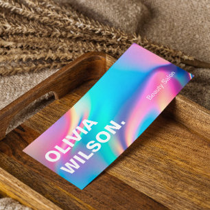 Holographic Aesthetician Social Media Icons Beauty Mini Business Card