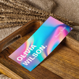 Holographic Aesthetician Social Media Icons Beauty Mini Business Card