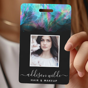 Holographic Alcohol Ink Business ID ID Badge