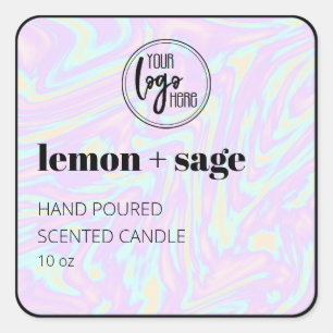 Holographic And Black Your Logo Candle Label