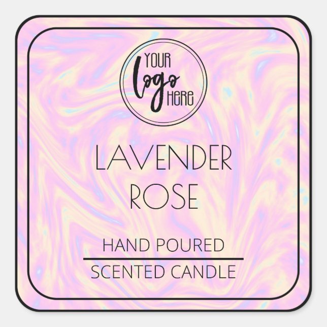 Holographic And Black Your Logo Soy Candle Label (Front)