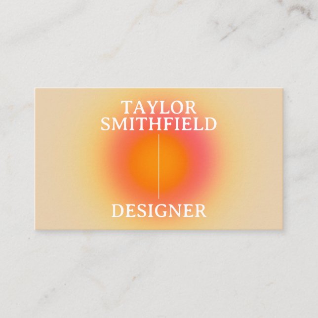 Holographic Aura Typography Gradient  Business Card (Front)