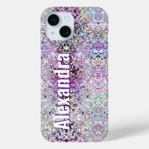 Holographic Bling Sparkles Glitter Purple iPhone 15 Case