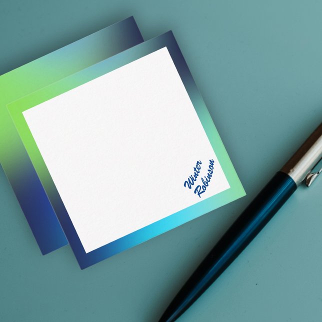 Holographic blue green turquoise custom name card (Hologram gradient design )