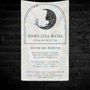 Holographic Boho Arch Celestial Crescent Moon Banner