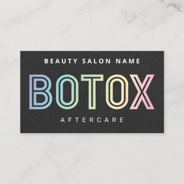 Holographic Botox Filler instructions Aftercare Business Card (Front)
