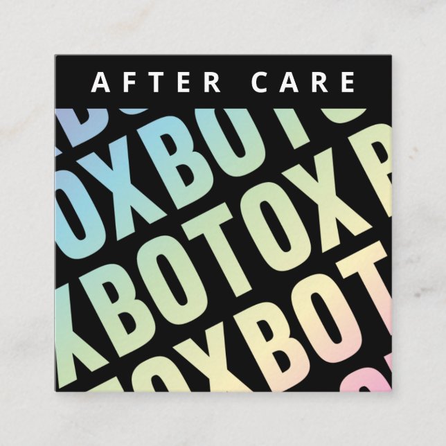 Holographic Botox Lip Filler Instruction Aftercare Square Business Card (Front)