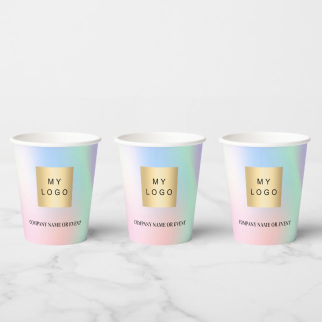 Holographic business corporate logo qr code paper cups (Multi)