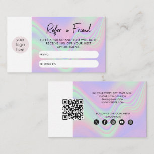 Holographic Business Refer A Friend Referral Card