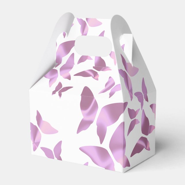 Holographic Butterflies Pink Sweet Sixteen Party   Favour Box (Back Side)