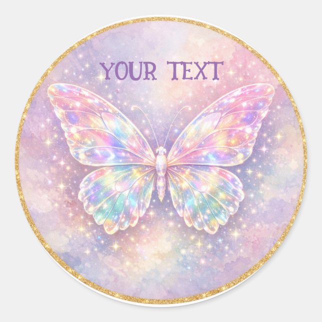 Holographic Butterfly Aura Classic Round Sticker (Front)