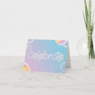 Holographic Celebration: "Celebrate" Typography Holiday Card