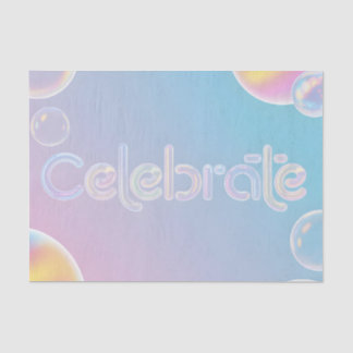 Holographic Celebration: "Celebrate" Typography Tissue Paper
