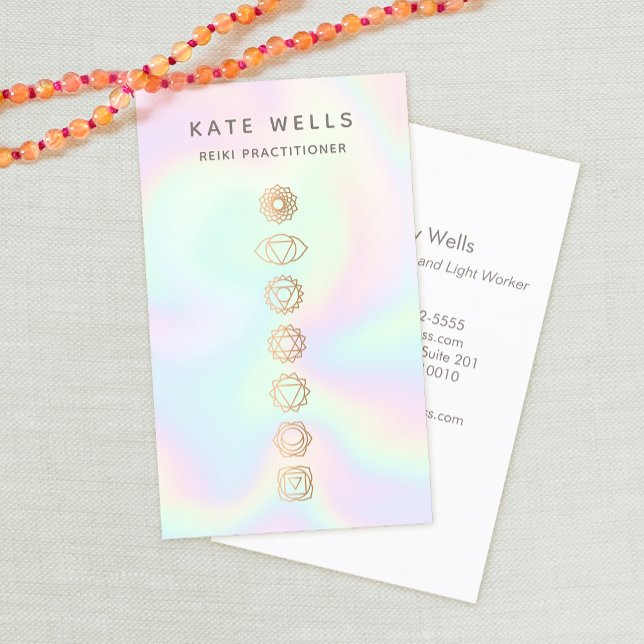 Holographic Chakras Reiki Practitioner Business Card (Creator Uploaded)