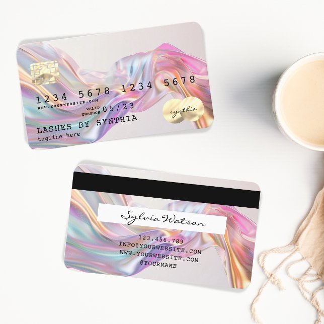 Holographic Chic Modern Credit Card Style (abstract unicorn rainbow credit card)