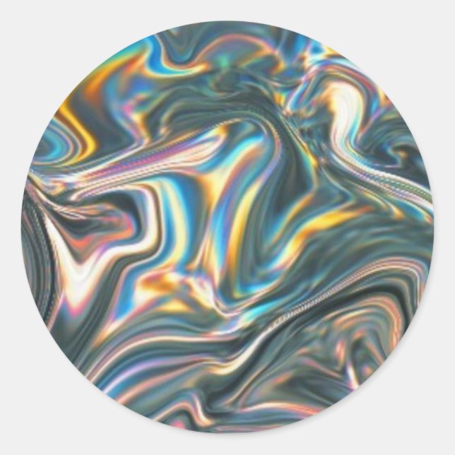 Holographic Chrome Classic Round Sticker (Front)