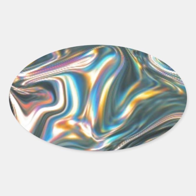 Holographic Chrome Oval Sticker (Front)
