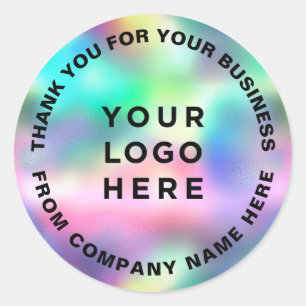 Holographic Colourful Thank You Business Logo Classic Round Sticker