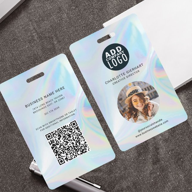 Holographic Company Logo QR Code Employee Photo ID Badge (Creator Uploaded)
