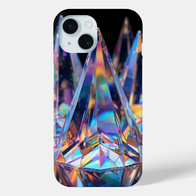 "Holographic Crystal Pattern iPhone 15 Case (Back)