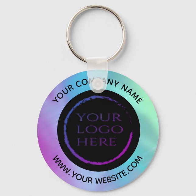 Holographic custom company logo keychain (Front)