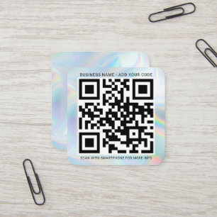 Holographic Custom Logo and QR Code DIY Square Business Card