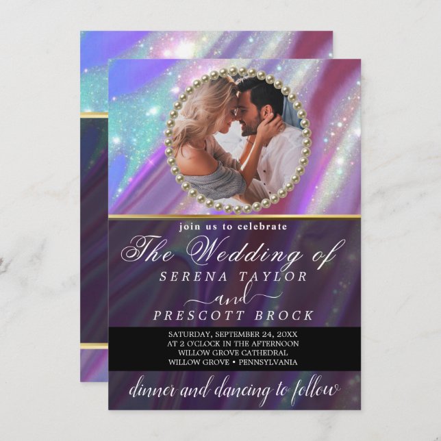 Holographic Custom Photo Wedding Invitation (Front/Back)