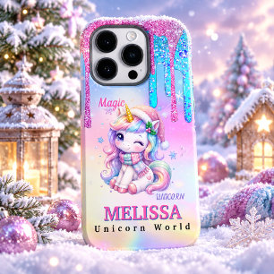 Holographic Cute Kawaii Holiday Unicorn Case-Mate iPhone 14 Pro Case