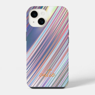 Holographic Cute Striped Girly iPhone 14 Case