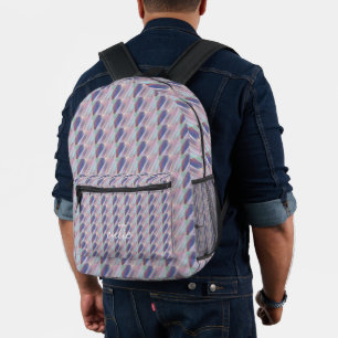 Holographic Cute Striped Girly Printed Backpack