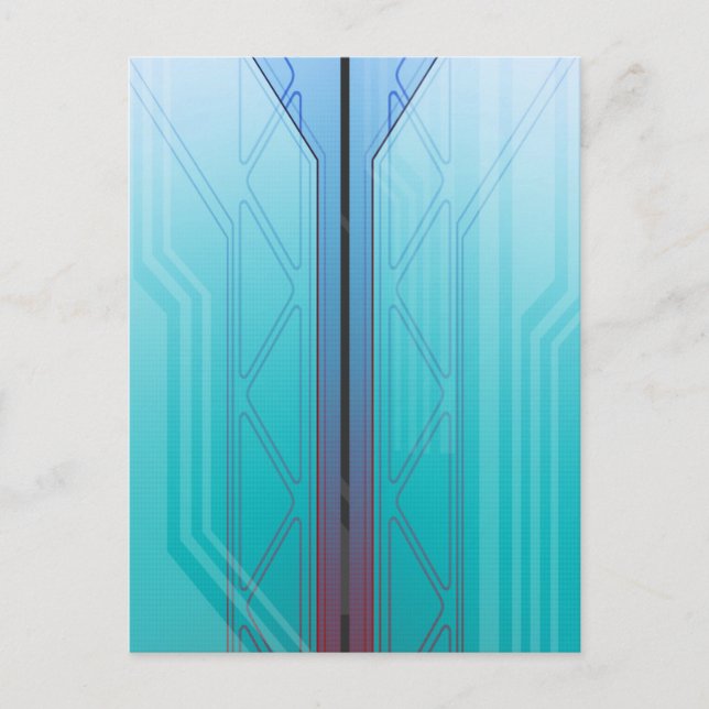 Holographic Cyber Blue Sci-Fi Panel Holiday Postcard (Front)