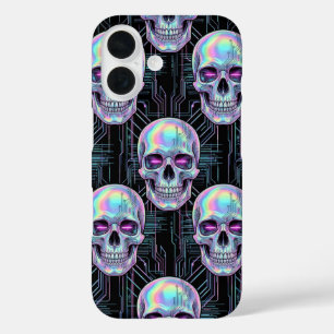 Holographic Cyber Skull Circuit Pattern Phone Case