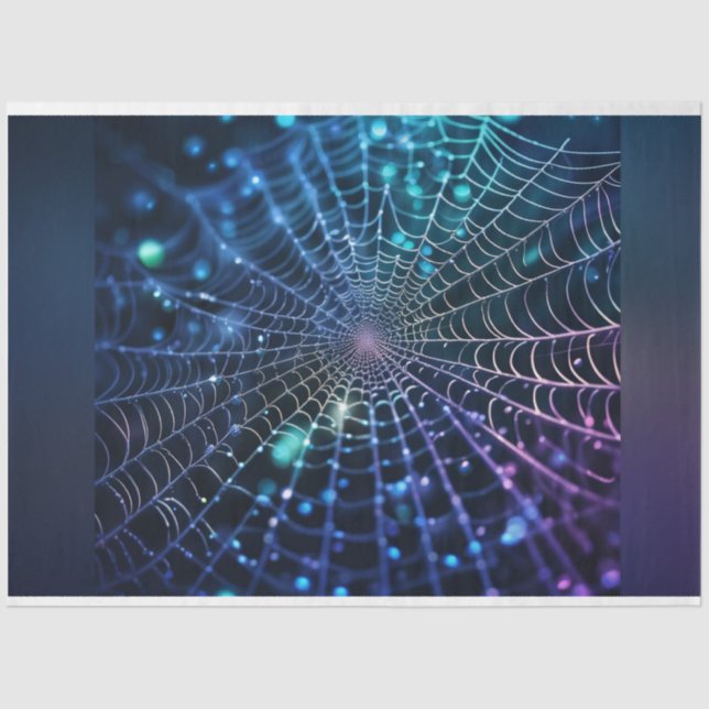 Holographic Dark Spiderweb Halloween Decoupage  Tissue Paper (Front)