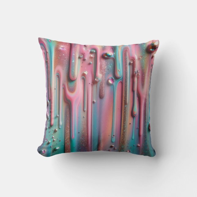 Holographic Dazzling Paint Drips  Cushion (Front)