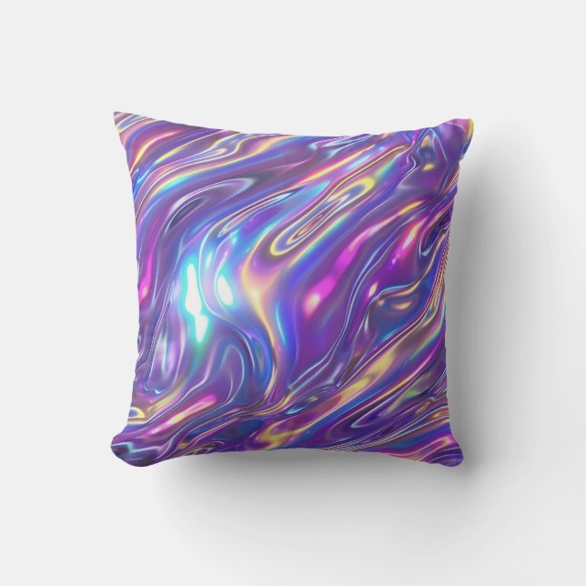 Holographic Design Futuristic and Shimmering Art Cushion (Front)