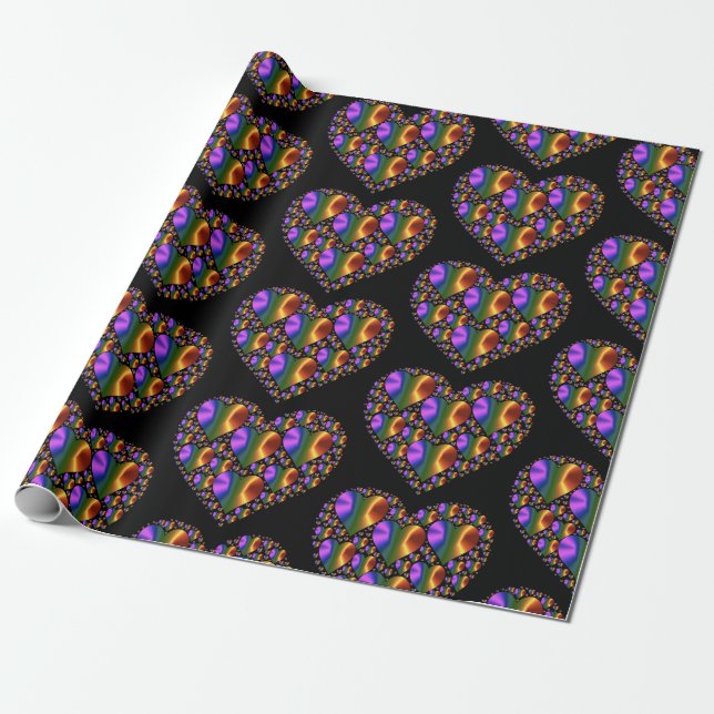 holographic design heart pattern  wrapping paper (Unrolled)