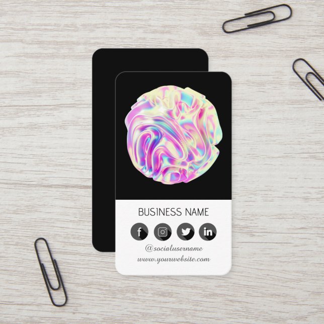 Holographic design -Social Media QR Code Business  Card (Front/Back In Situ)