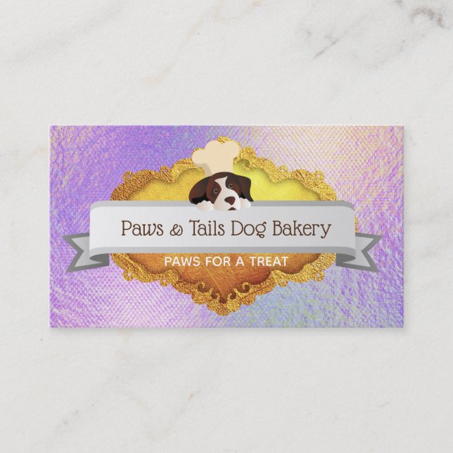 Holographic Dog bakery Business Cards (Front)