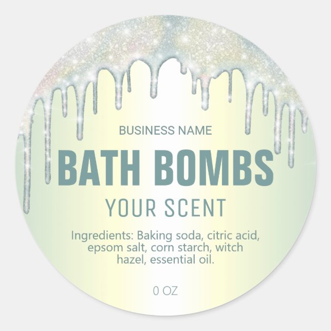 Holographic Drips Pastel Bath Bomb Soak Labels (Front)