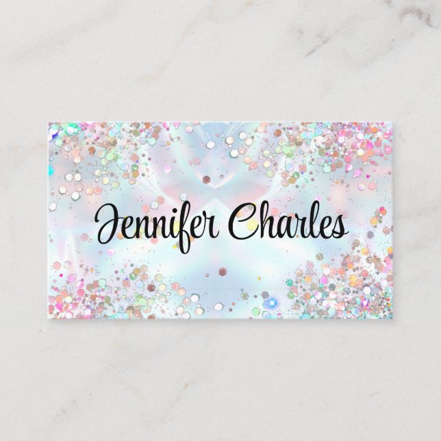 Holographic Elegant Glitter Makeup Artist  Business Card (Front)